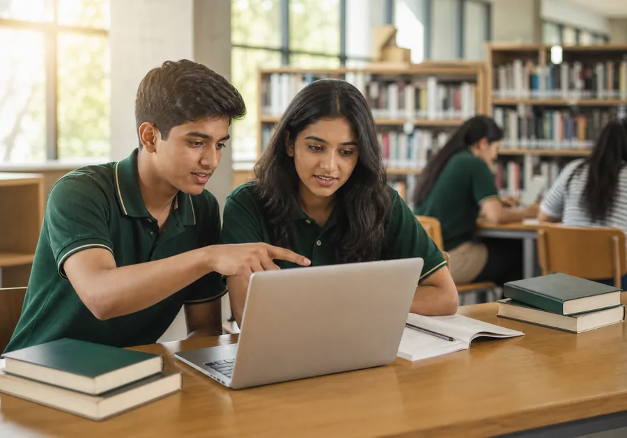 Students working together on a laptop