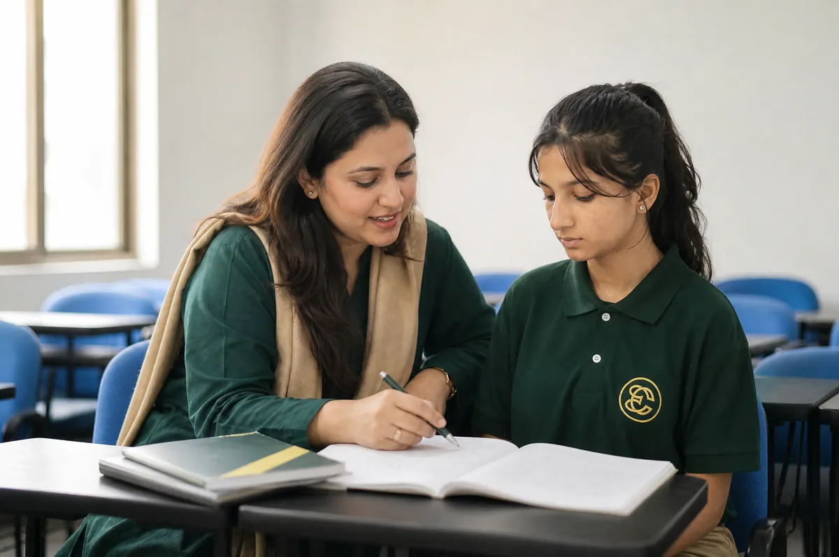 An Edvia mentor working one-to-one with a student in class